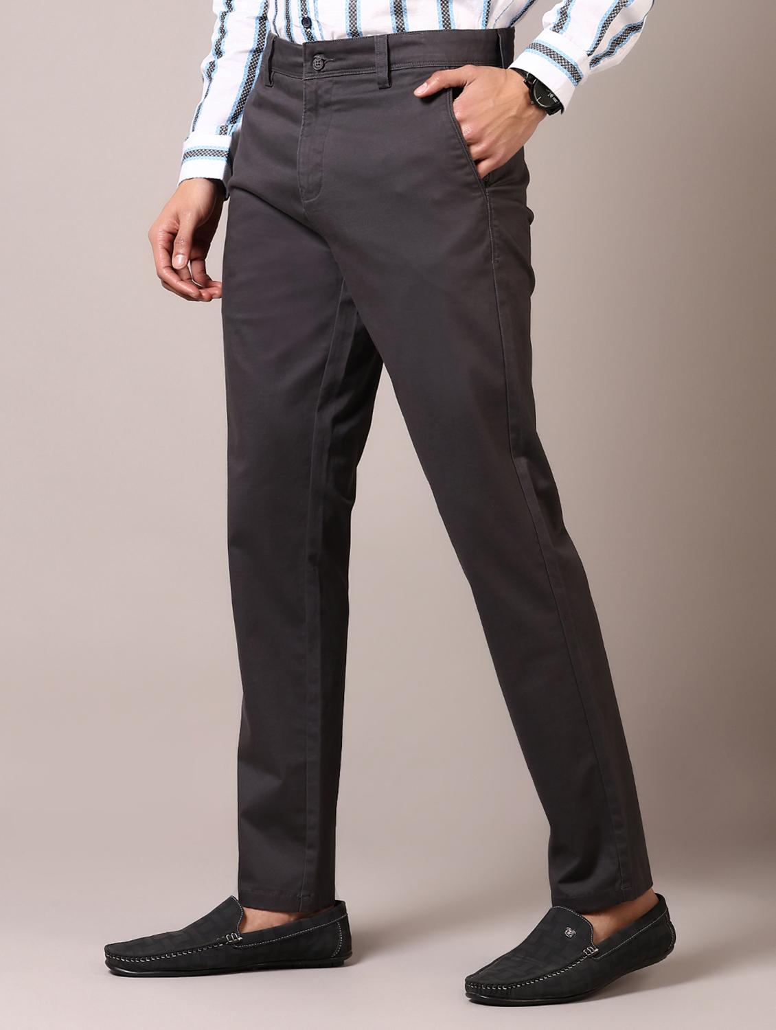 men solid flat front casual trouser - 21717976 -  Standard Image - 1