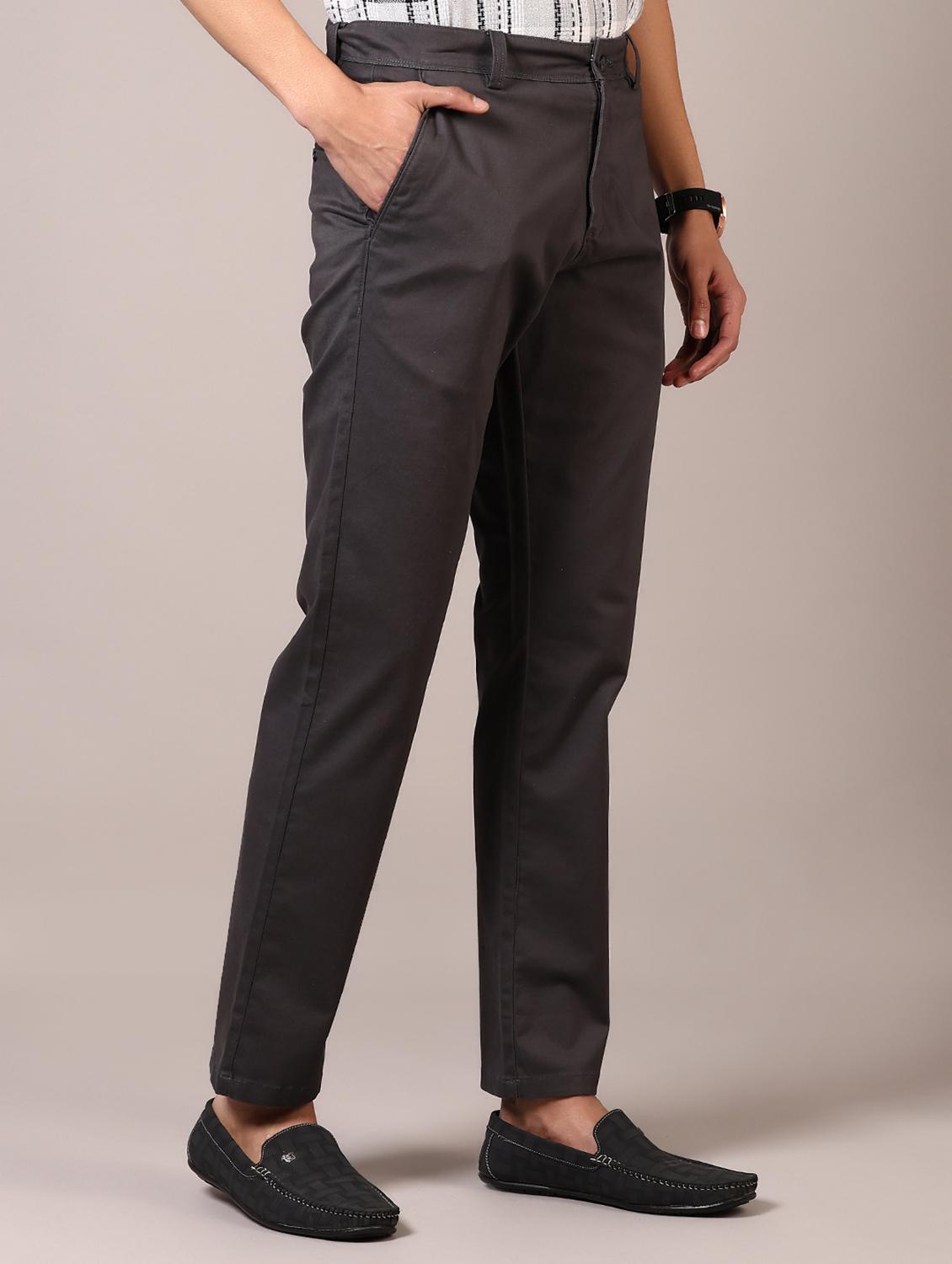 men solid flat front casual trouser - 21717978 - Standard Image - 1