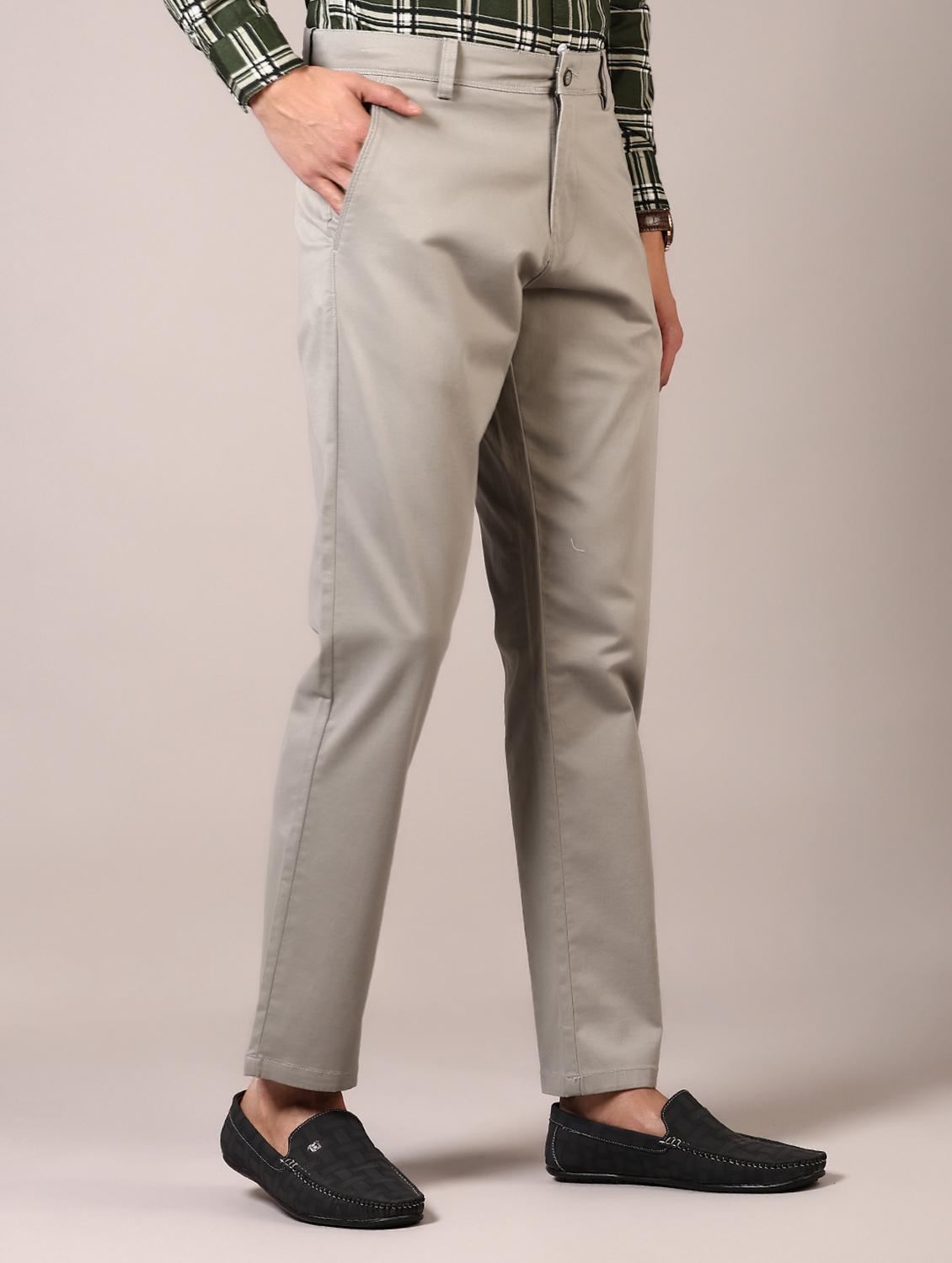 men solid flat front casual trouser - 21717979 -  Standard Image - 1