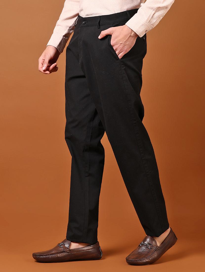 men solid flat front casual trouser - 21717987 -  Standard Image - 1