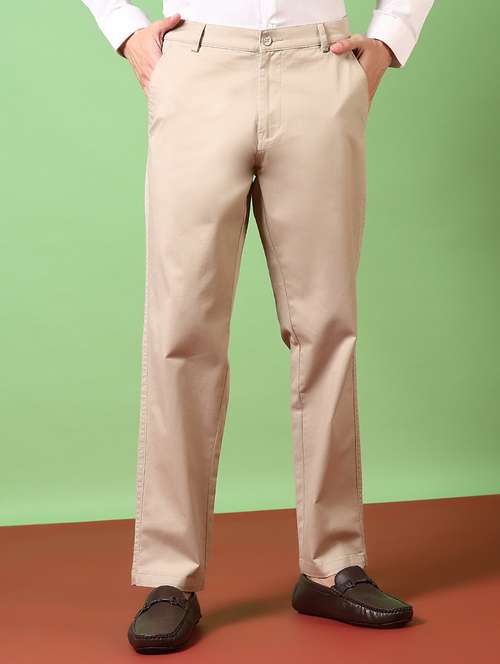 men mid rise solid chinos - 21717988 - Standard Image - 0