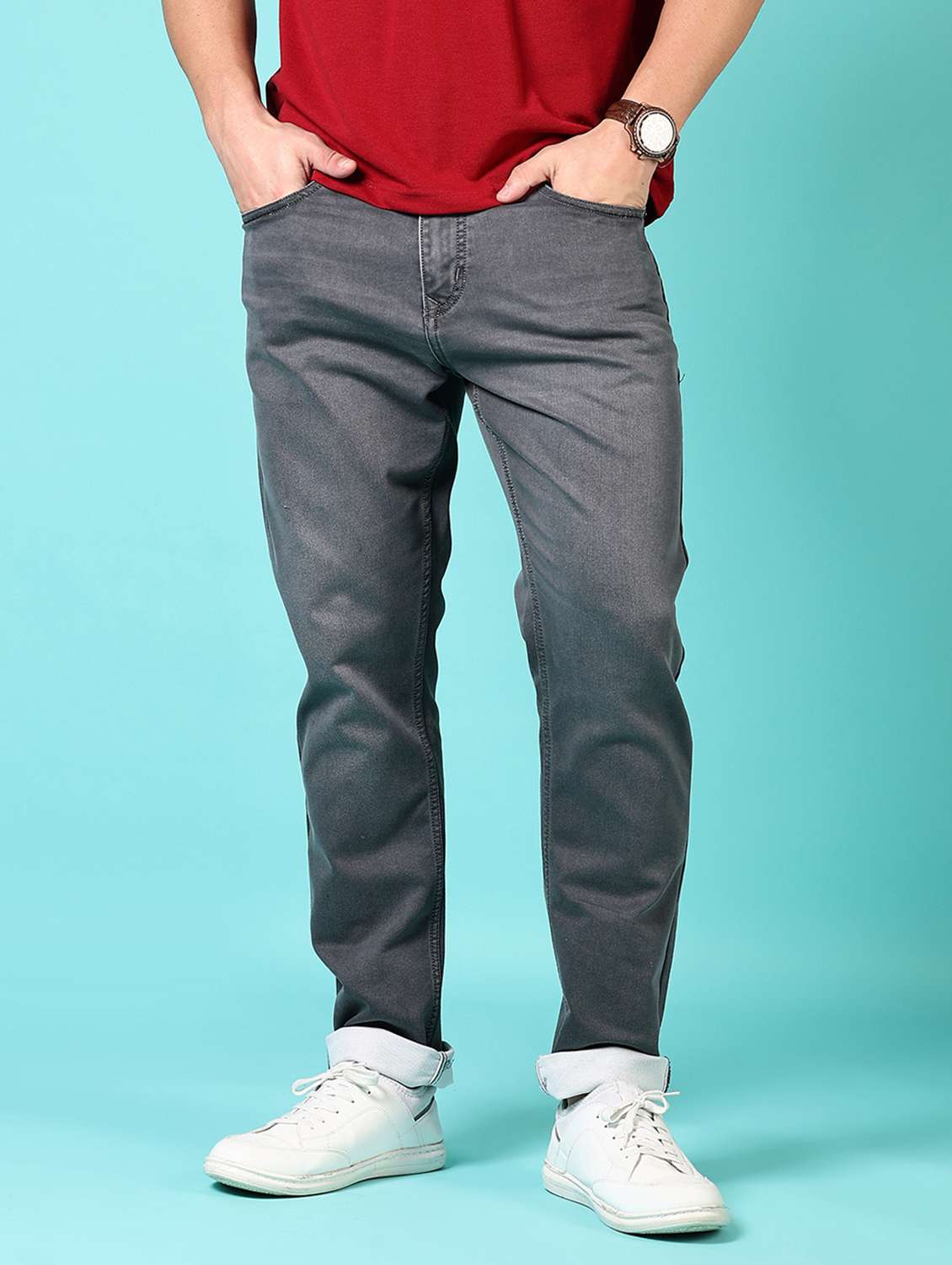 men solid mid rise denim jeans - 21718002 -  Standard Image - 1