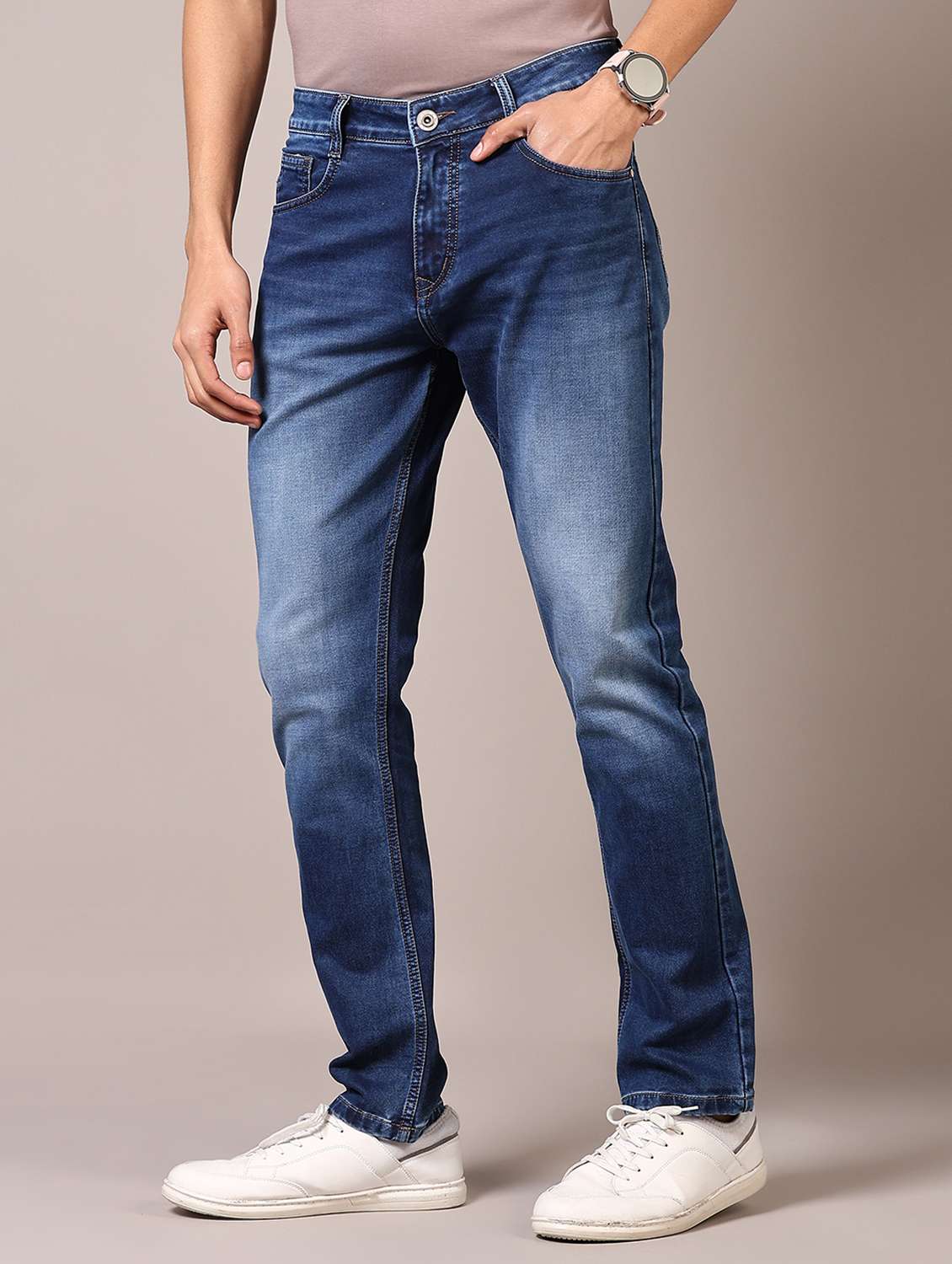 men washed mid rise jeans - 21718019 -  Standard Image - 1