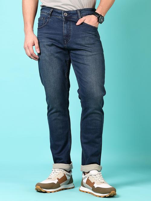 men washed mid rise jeans - 21718026 - Standard Image - 0