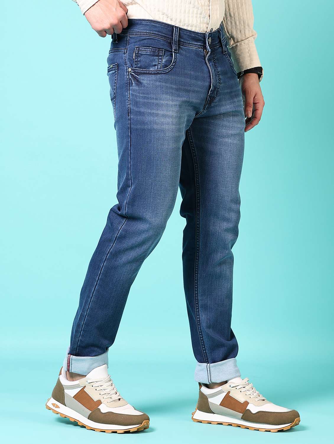 Men Washed Mid Rise Jeans - 21718036 -  Standard Image - 1