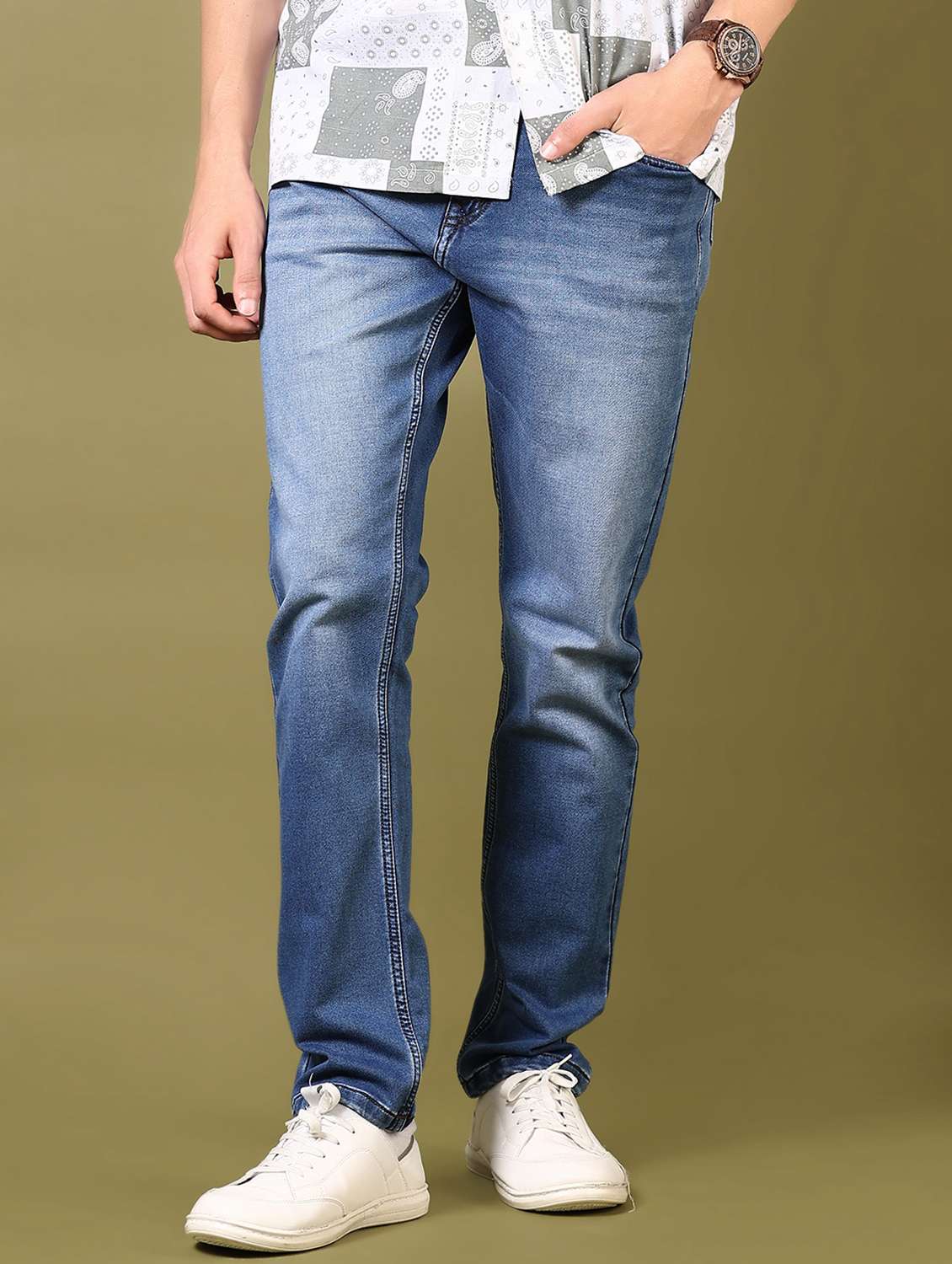 men washed mid rise jeans - 21718054 -  Standard Image - 1