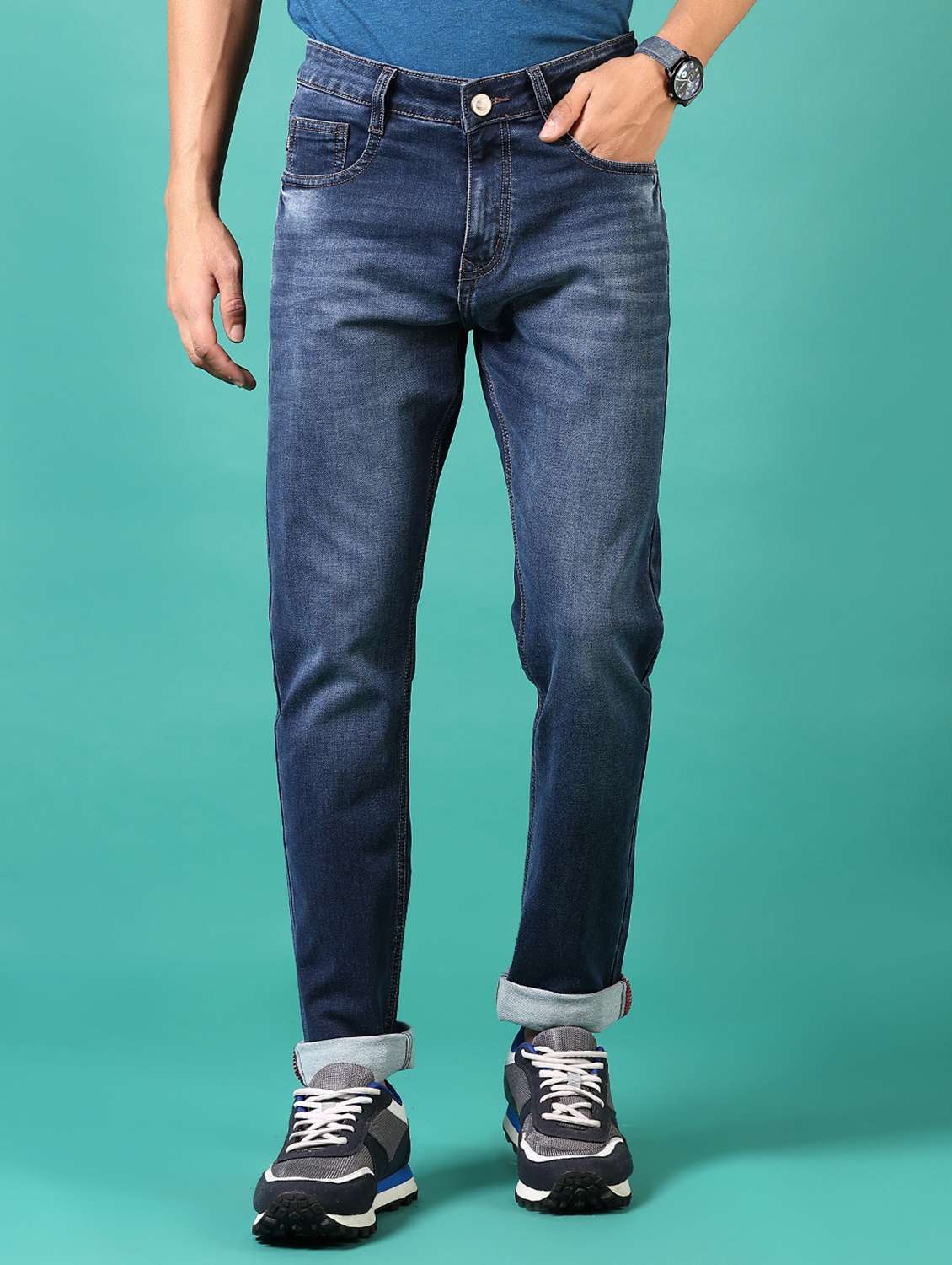men washed mid rise jeans - 21718062 - Zoom Image - 0