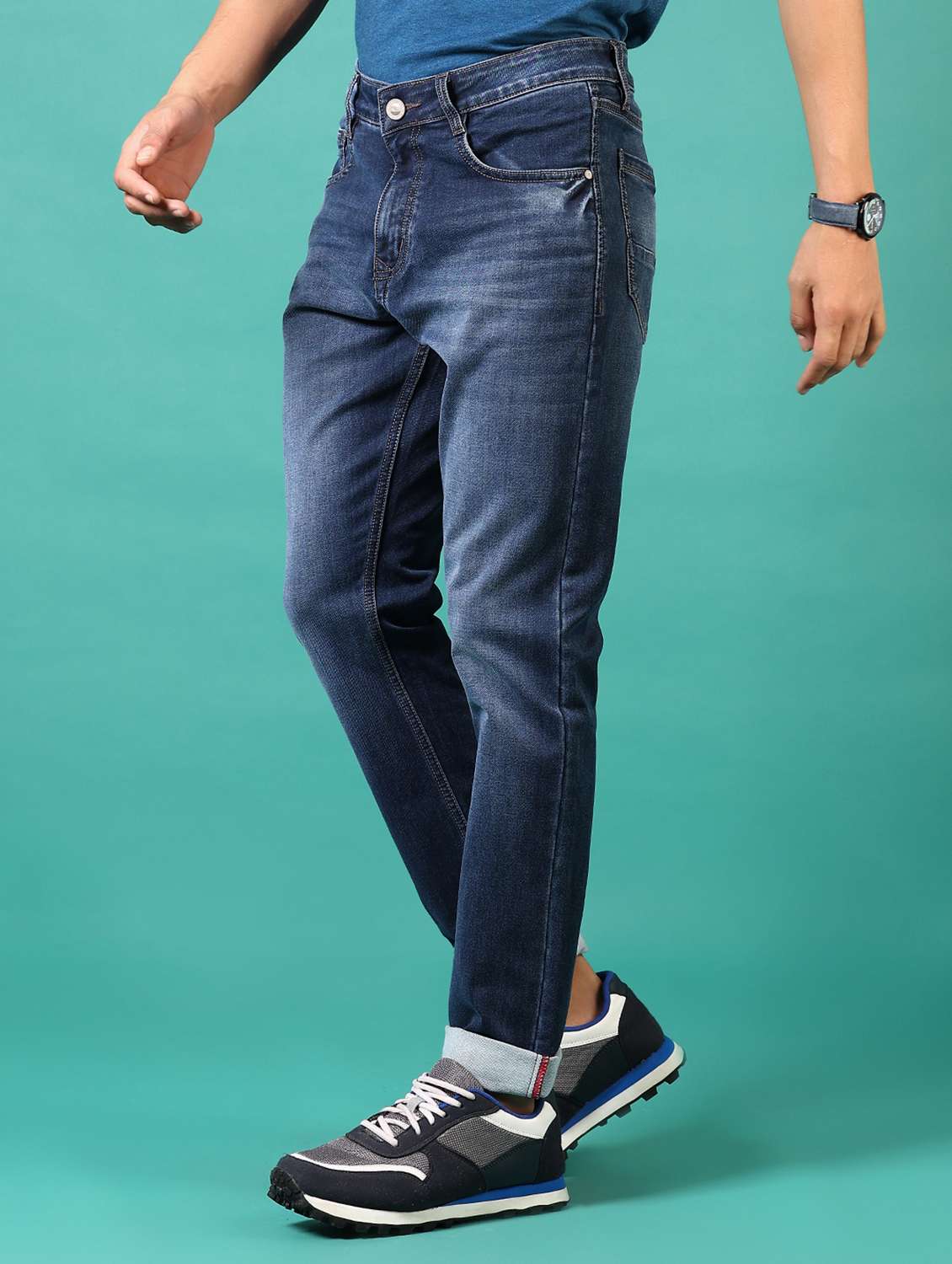 men washed mid rise jeans - 21718062 - Standard Image - 1
