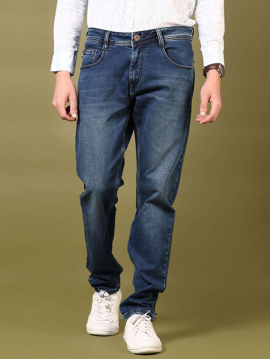men washed mid rise jeans - 21718080 -  Standard Image - 1