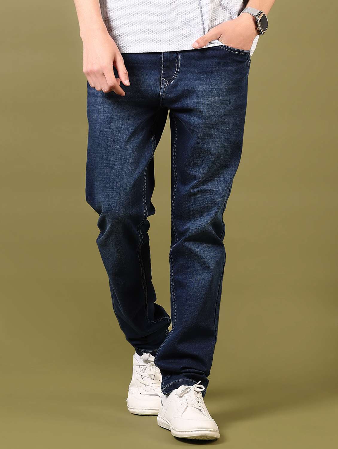 men washed mid rise jeans - 21718086 - Standard Image - 1