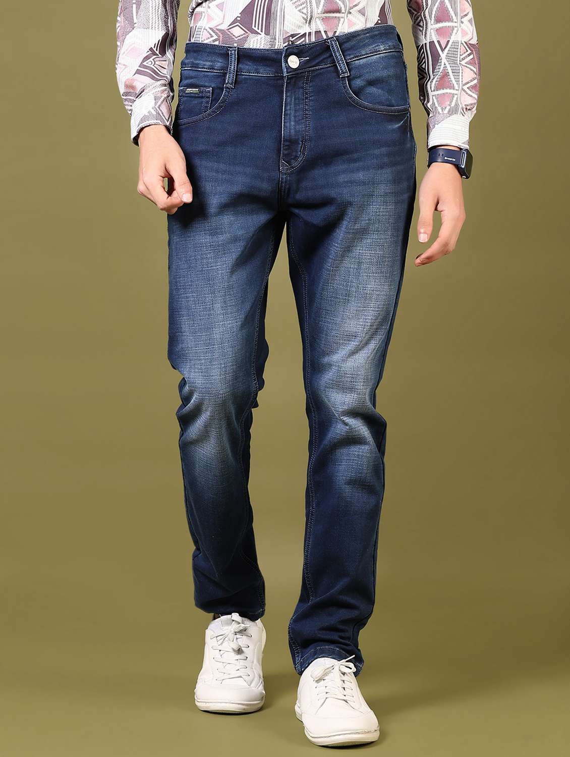 men washed mid rise jeans - 21718088 - Standard Image - 1