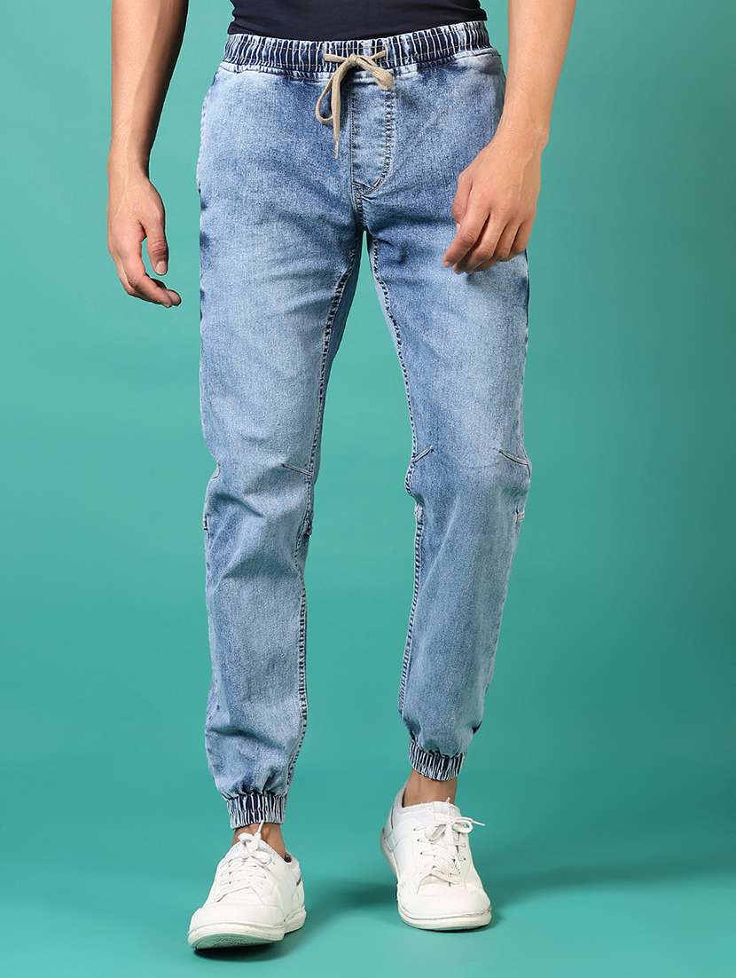 men washed mid rise jogger