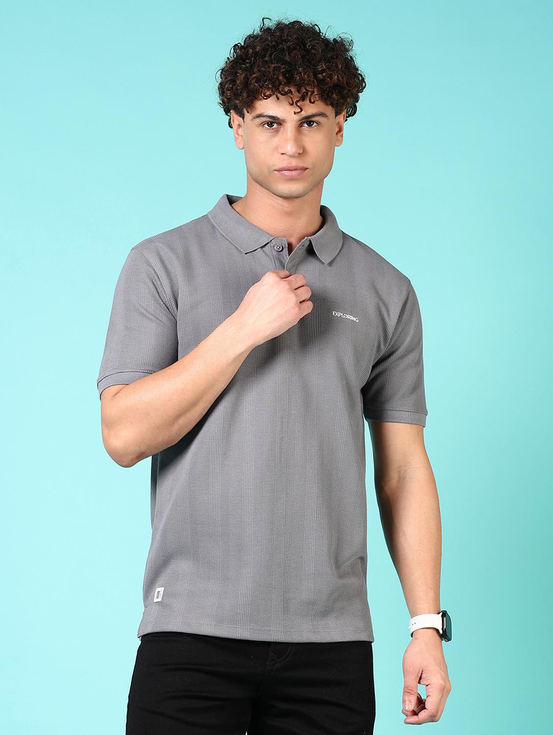 men short sleeves self design polo t-shirt - 21718113 - Zoom Image - 0