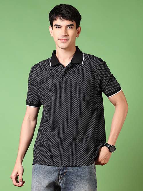 men printed short sleeve polo t-shirt - 21718127 - Standard Image - 0
