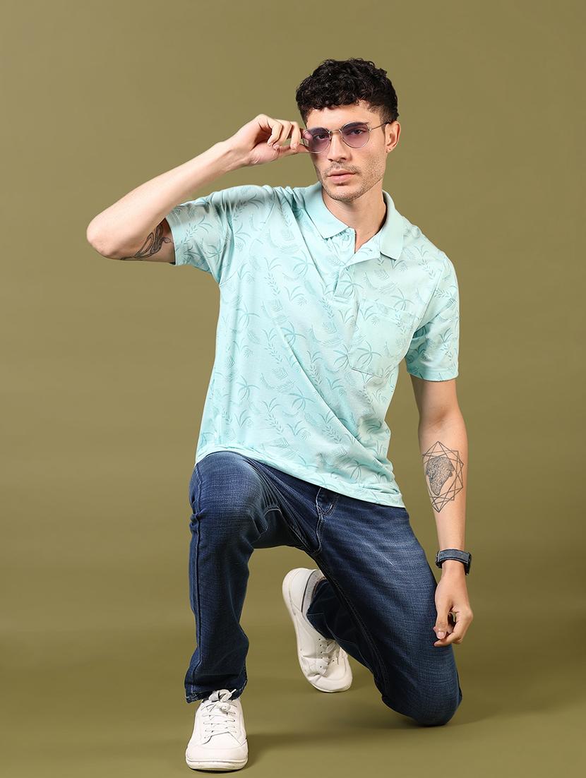 men printed short sleeve polo t-shirt - 21718140 - Standard Image - 1