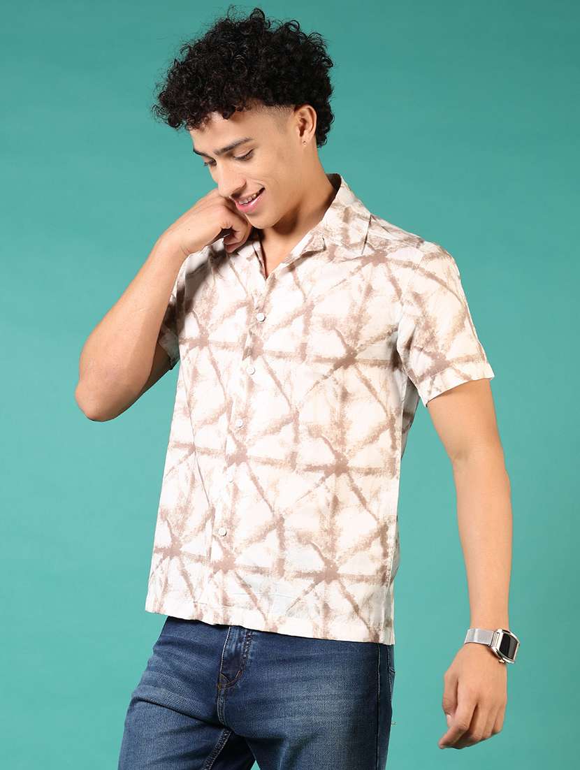 men printed short sleeve casual shirt - 21718151 -  Standard Image - 1