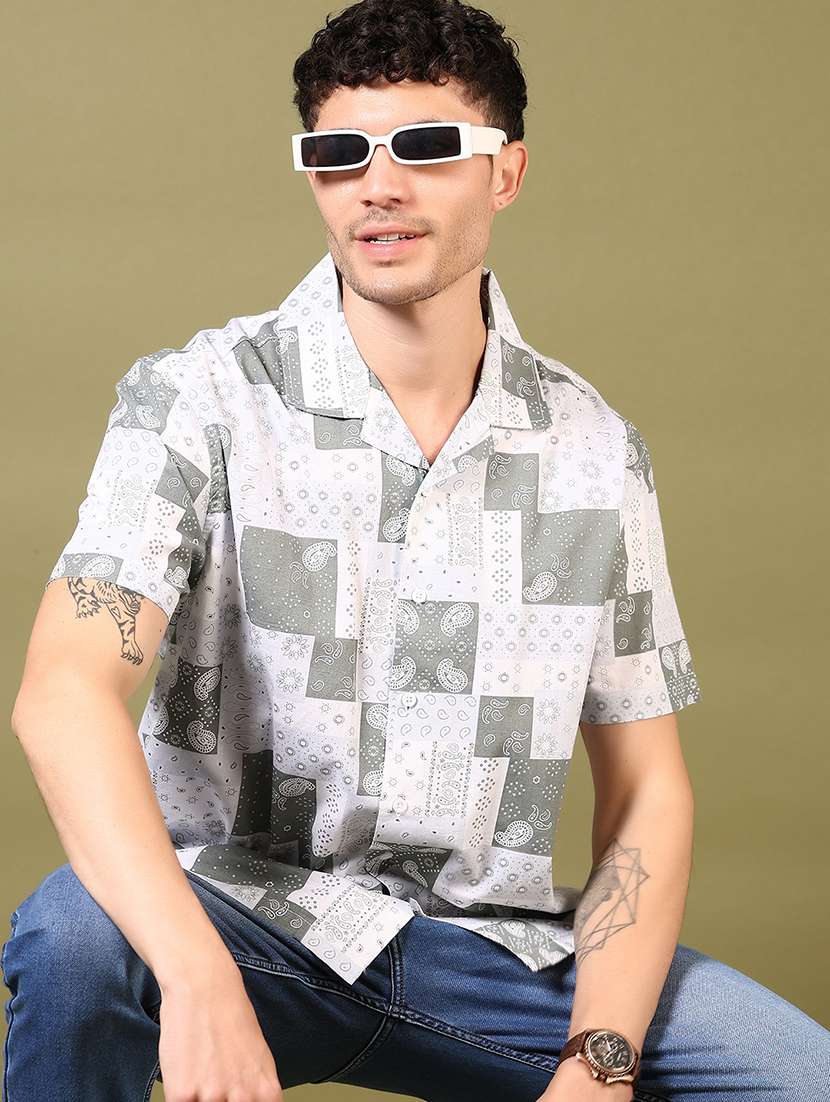 men printed short sleeve casual shirt - 21718152 -  Standard Image - 1