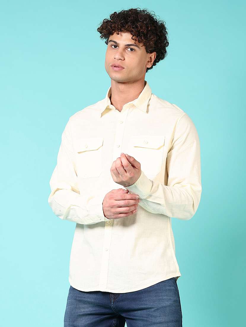 men solid long sleeve casual shirt