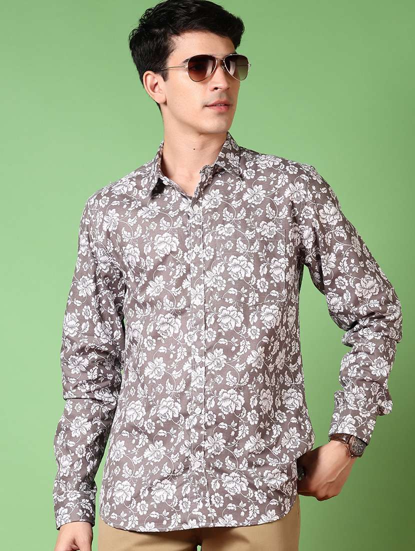 men floral printed long sleeve casual shirt - 21718154 -  Standard Image - 1