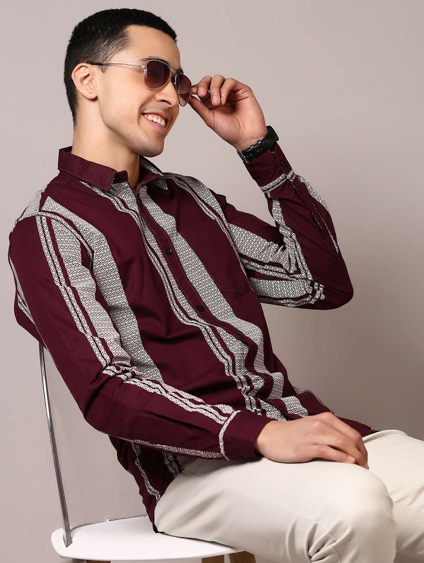 men stripes long sleeve casual shirt - 21718155 -  Standard Image - 4