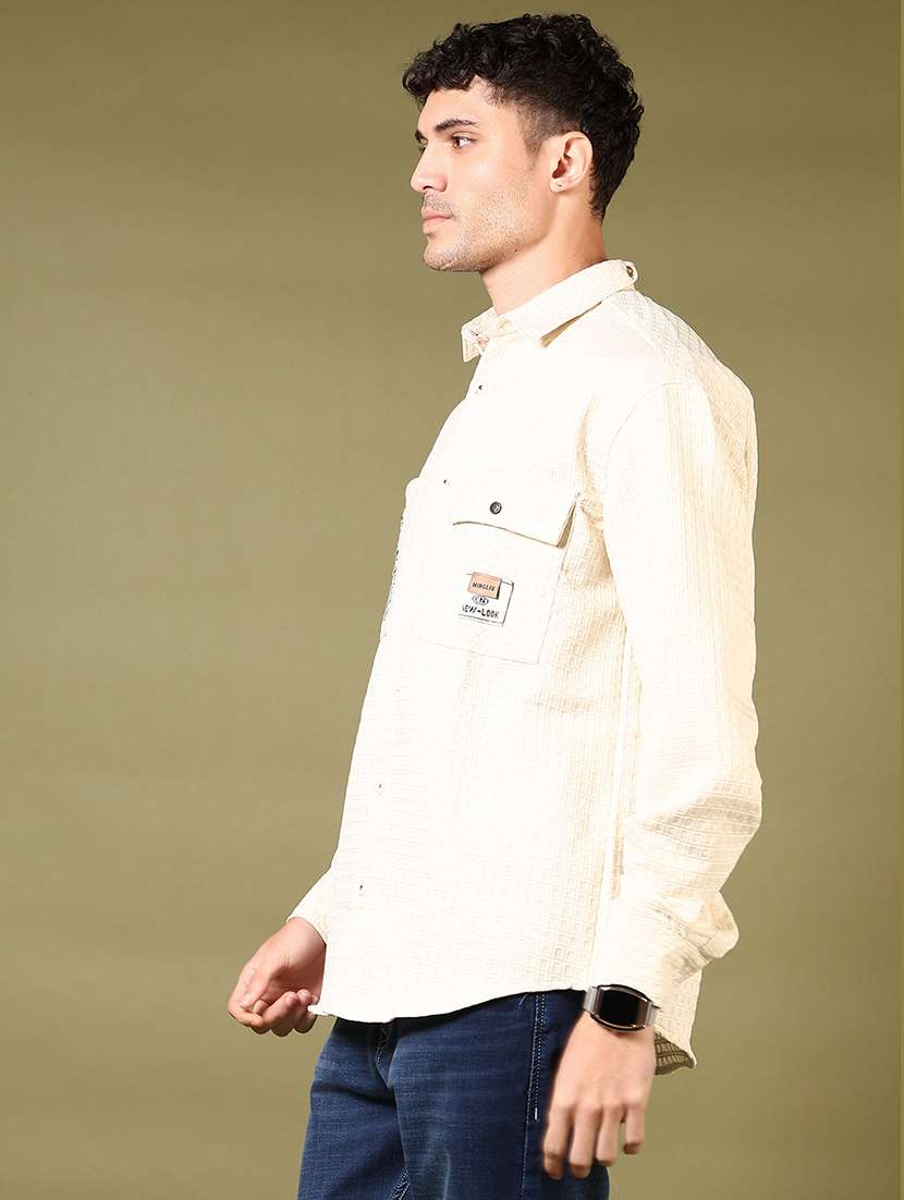 men self design long sleeve casual shirt - 21718162 -  Standard Image - 1