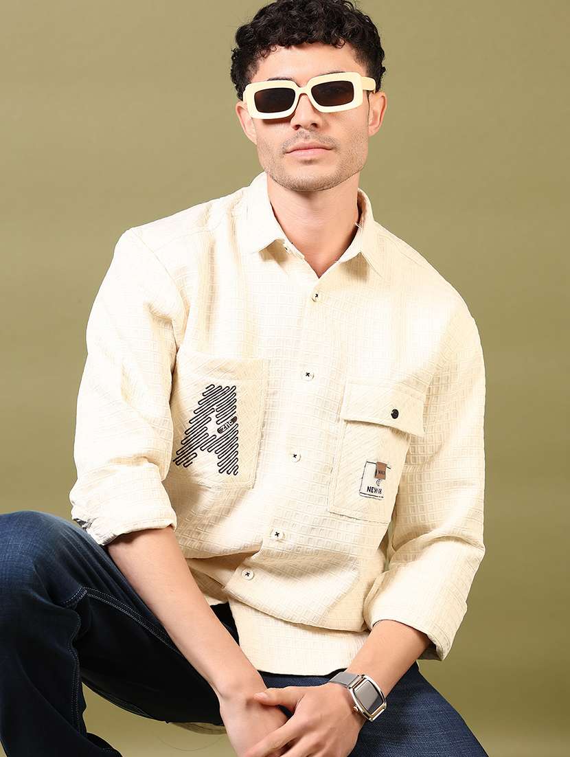 men self design long sleeve casual shirt - 21718162 -  Standard Image - 4