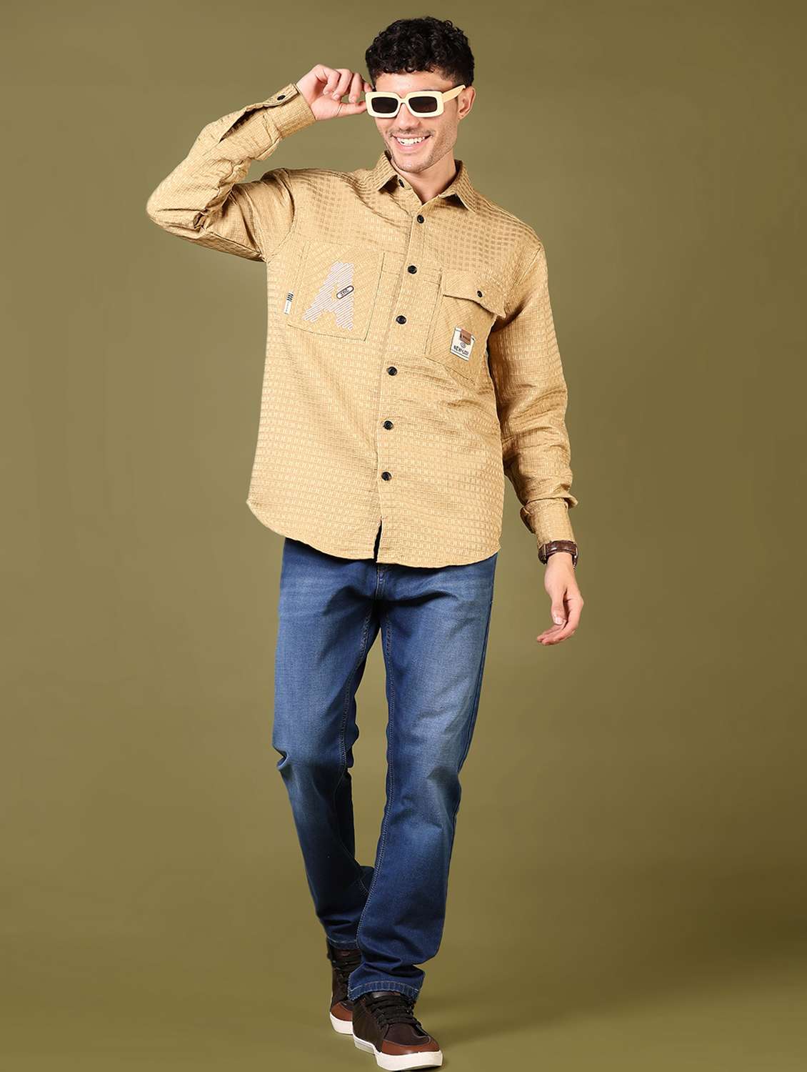 men self design long sleeve casual shirt - 21718163 -  Standard Image - 4