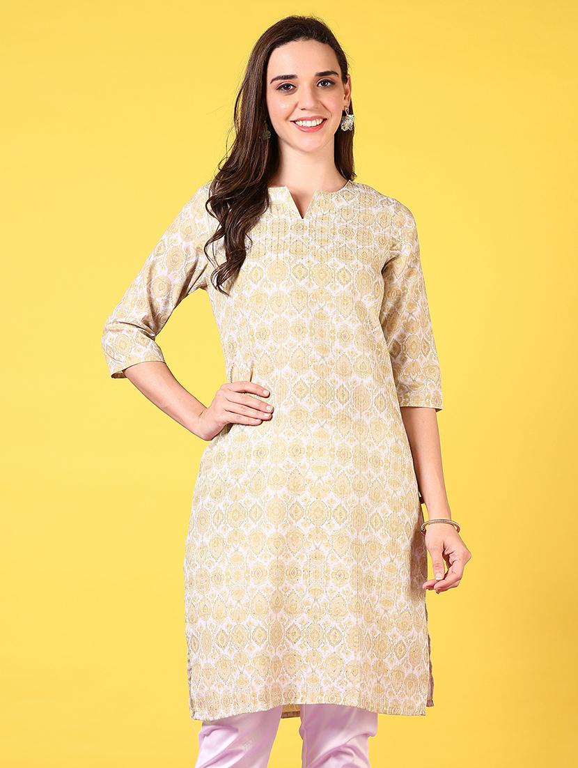 women notch neck printed straight kurta - 21718171 - Zoom Image - 0