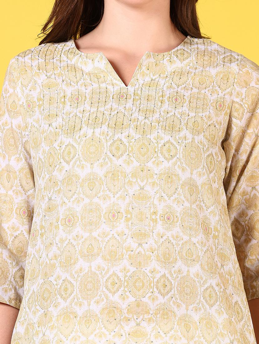 women notch neck printed straight kurta - 21718171 - Standard Image - 4