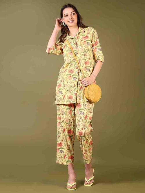 yellow rayon active wear set coord - 21718175 -  Standard Image - 0