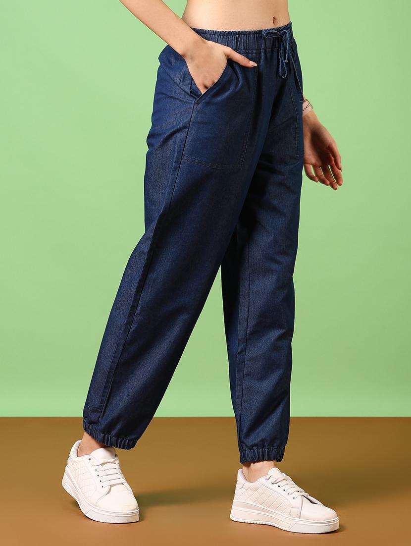women blue solid joggers - 21718186 -  Standard Image - 1