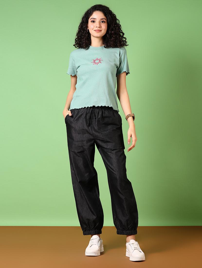 women black solid joggers - 21718187 - Standard Image - 4