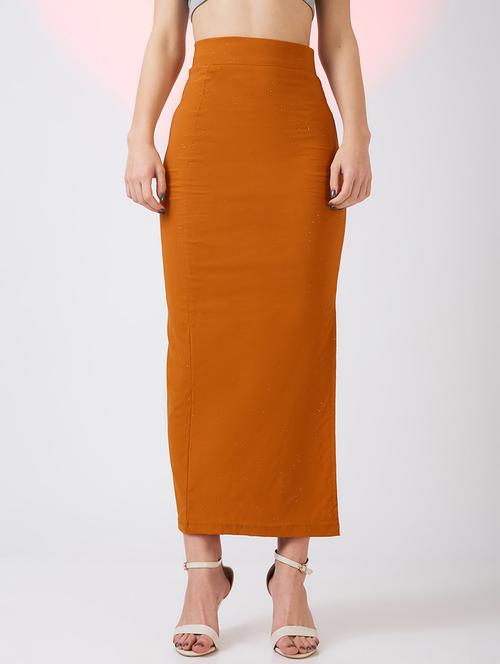 globus women mustard high rise side slit bling effect maxi pencil party skirt - 21718311 -  Standard Image - 0