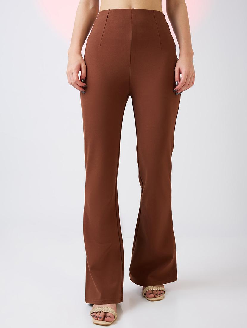globus women coffee stretchable mid-rise workwear bootcut treggings - 21718317 - Zoom Image - 0