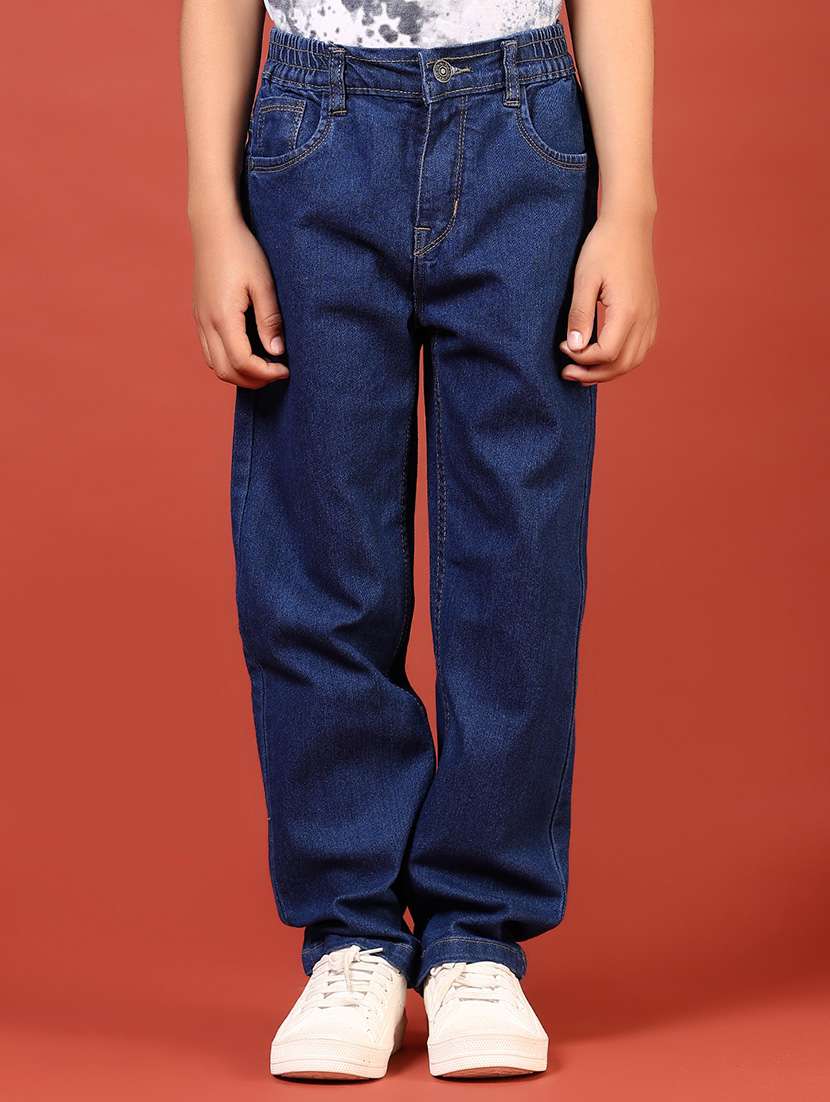 boys solid mid rise relaxed fit jeans - 21718374 -  Standard Image - 1