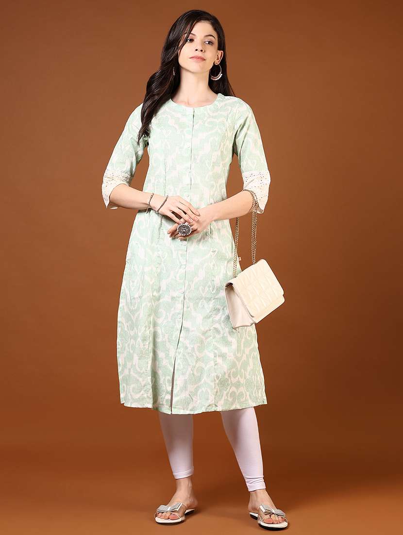 women three quarter sleeve a-line kurta