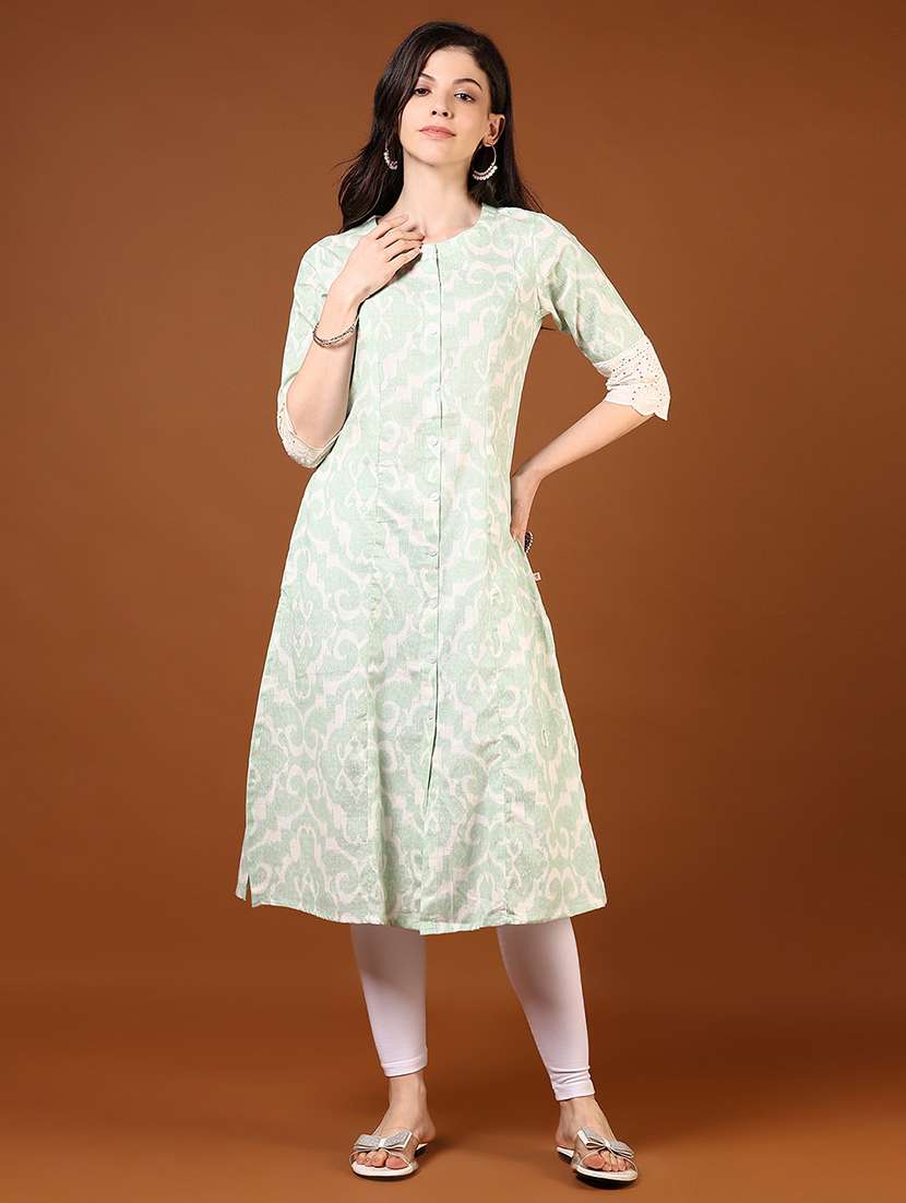 women three quarter sleeve a-line kurta - 21718384 -  Standard Image - 1