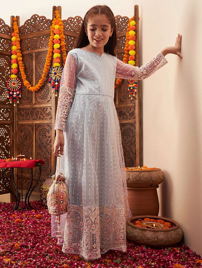 women embroidered long sleeve party gown - 21718533 -  Standard Image - 4