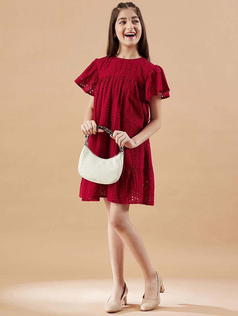 girls solid flute sleeves tiered dress - 21718560 - Standard Image - 4