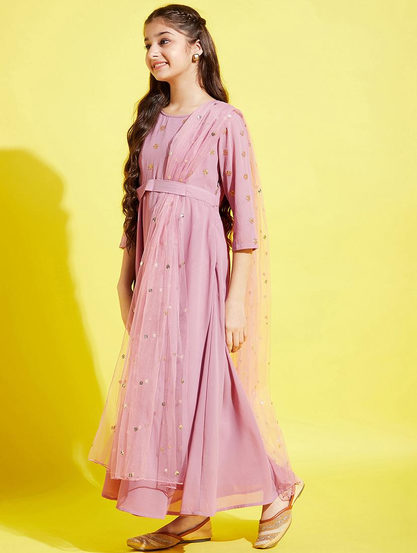 girls sequin work party wear gown with dupatta - 21718604 -  Standard Image - 1