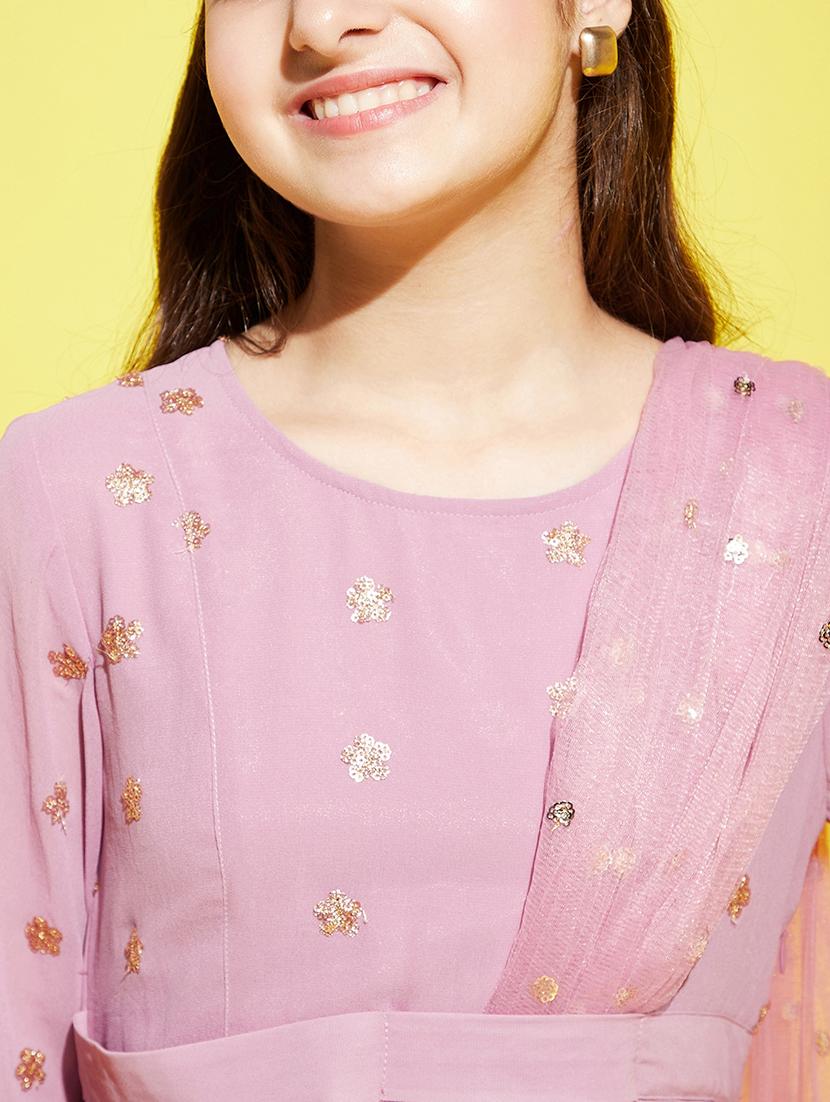 girls sequin work party wear gown with dupatta - 21718604 - Standard Image - 4