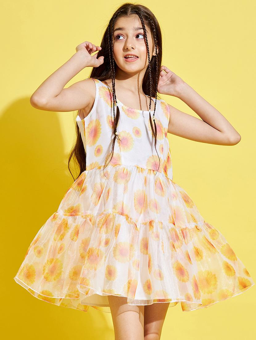 girls floral printed sleeveless tiered dress - 21718619 - Standard Image - 1