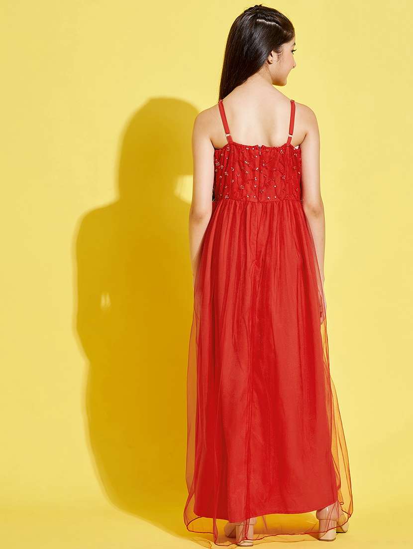 girls embroidered shoulder strap gown  - 21718628 -  Standard Image - 4