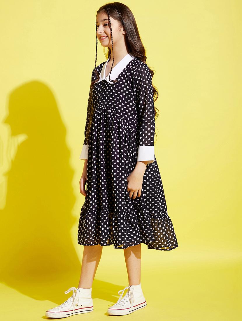 girls polka doted peter pan neck tiered dress - 21718635 - Standard Image - 1