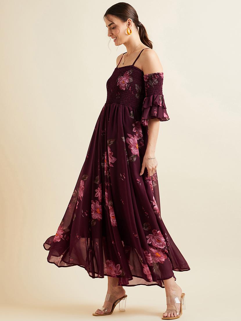 women floral print bell sleeves fit & flare dress - 21718697 -  Standard Image - 1