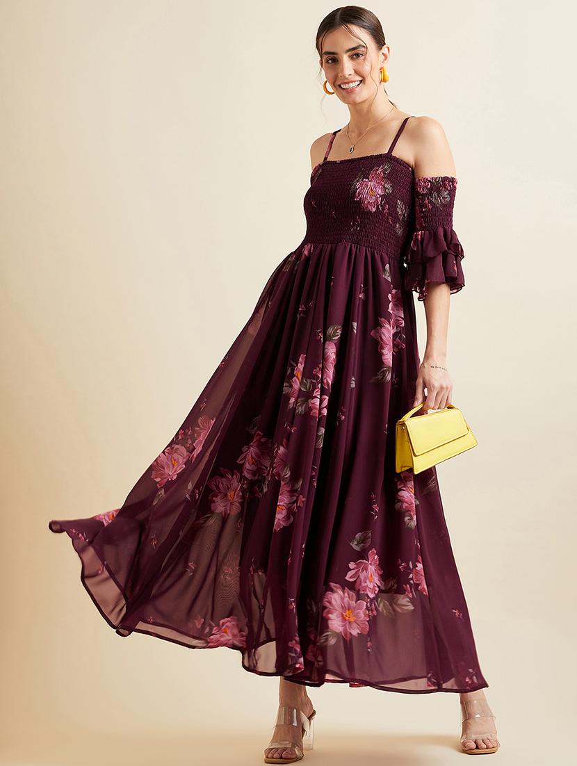 women floral print bell sleeves fit & flare dress - 21718697 - Standard Image - 4