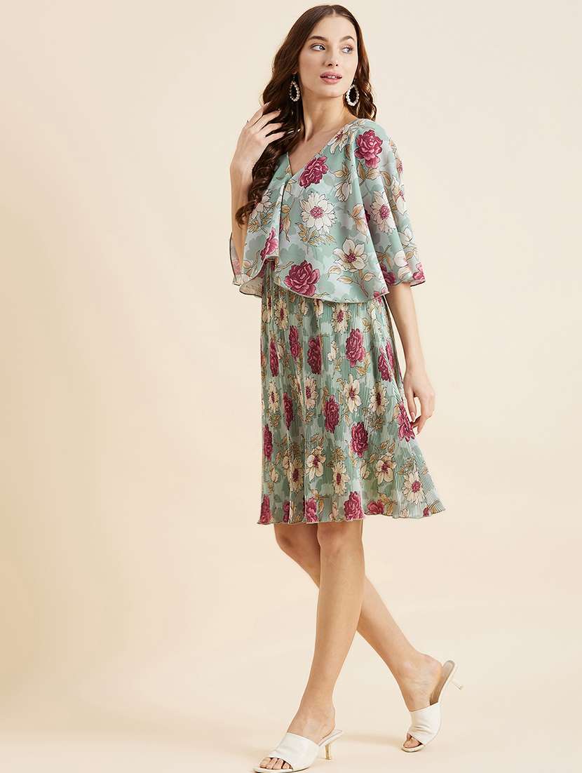 women floral print v-neck a-line dress - 21718702 -  Standard Image - 1