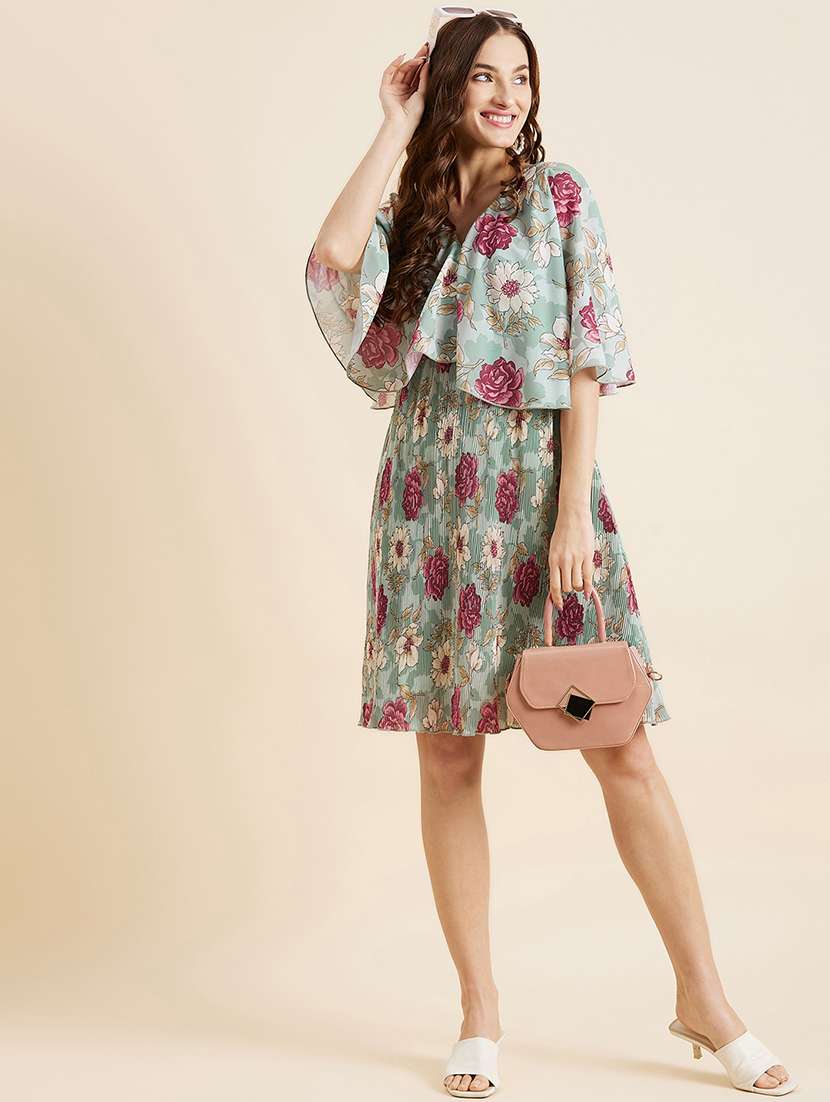 women floral print v-neck a-line dress - 21718702 -  Standard Image - 4