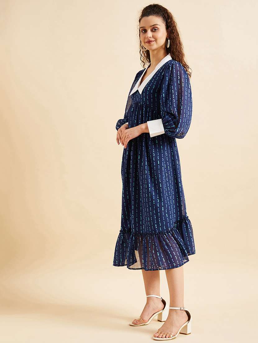 women printed puff sleeves tiered dress - 21718703 -  Standard Image - 1