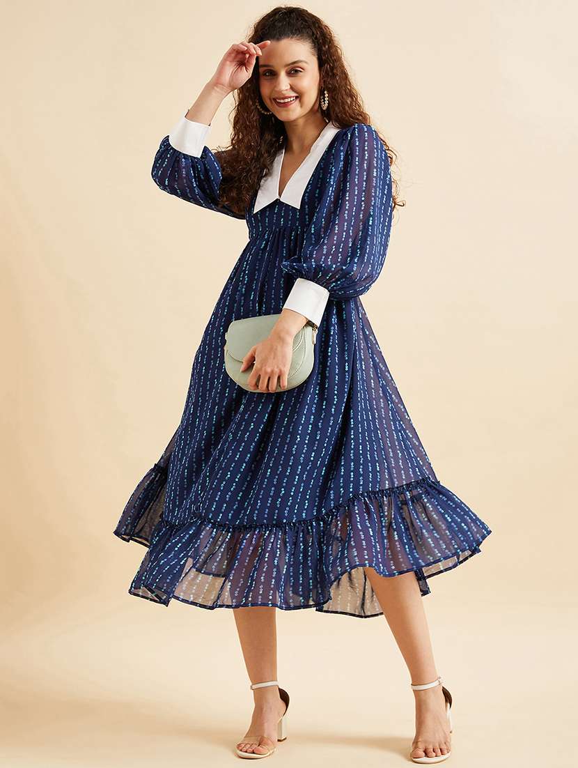women printed puff sleeves tiered dress - 21718703 -  Standard Image - 4